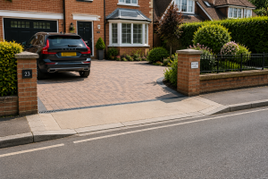 block paved driveway with a dropped kerb in a guildford suburb
